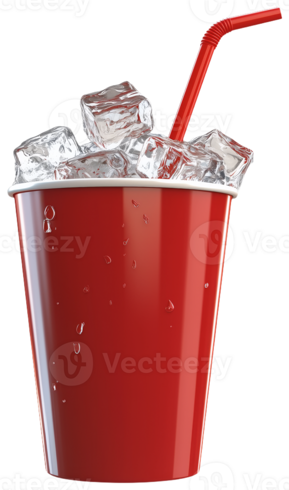 Red Cup Drink with Ice and Straw for Refreshment png