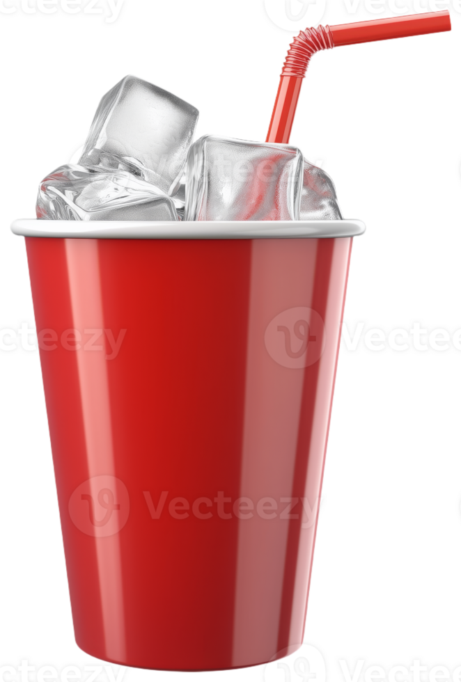 Red Cup with Ice and Straw for Refreshing Drink png