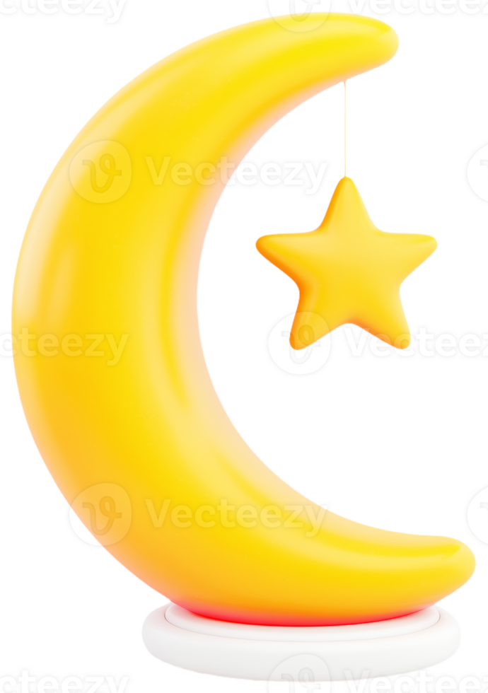 Crescent Moon with Hanging Star Lamp png