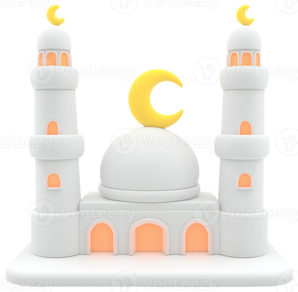 Elegant Mosque with Crescent Domes png