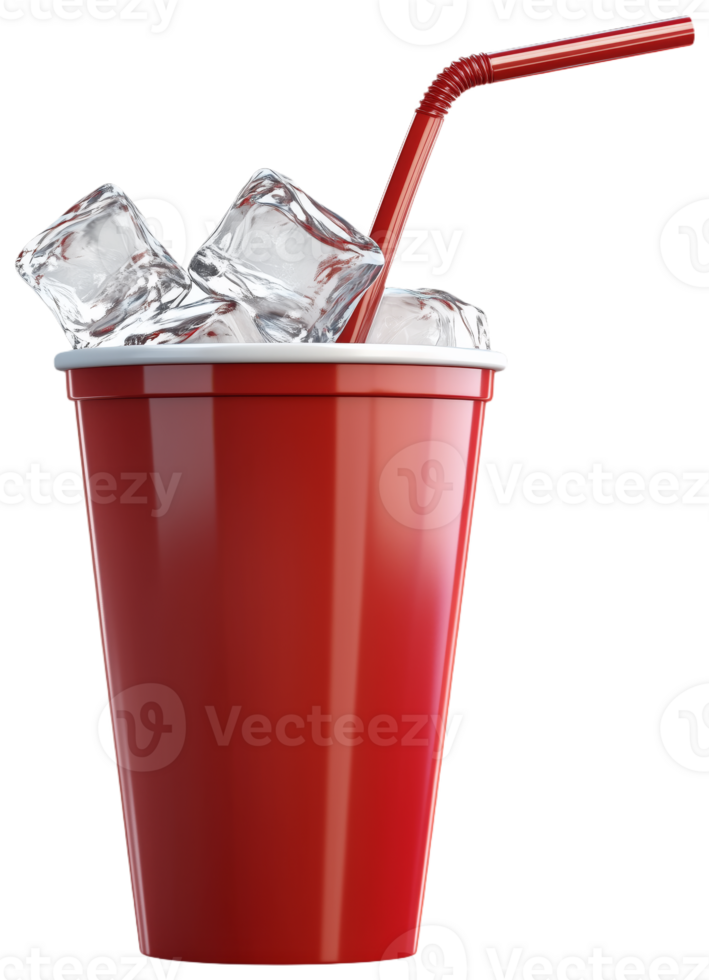 Cold Drink in Red Cup with Straw and Ice png