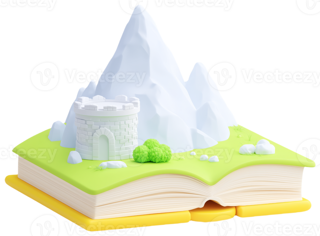 Fantasy Castle on Mountain in Open Book png