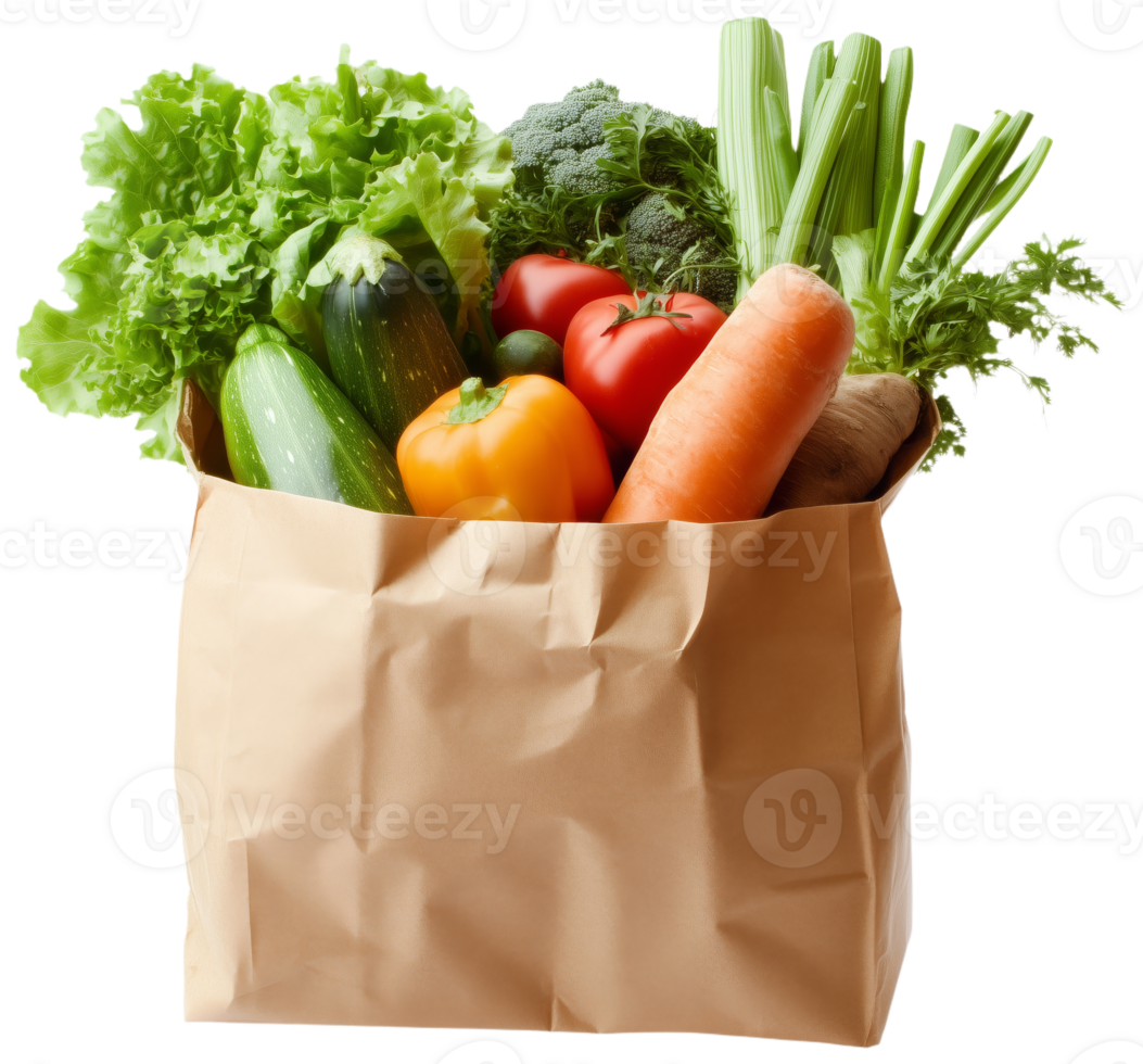 Healthy Vegetables and Groceries in Paper Bag png