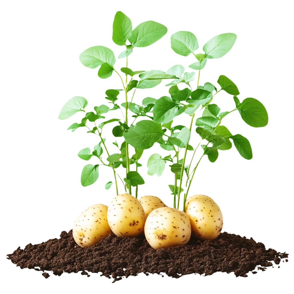potatoes growing in soil isolated on transparent background png