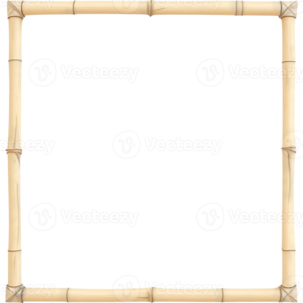 Empty Bamboo Picture Frame for Mockups png