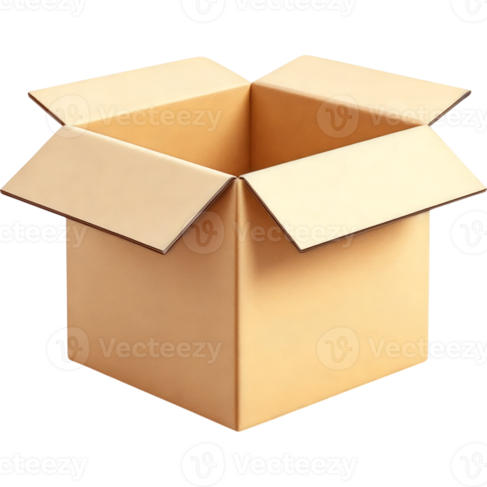 Empty Open Cardboard Box with Flaps png