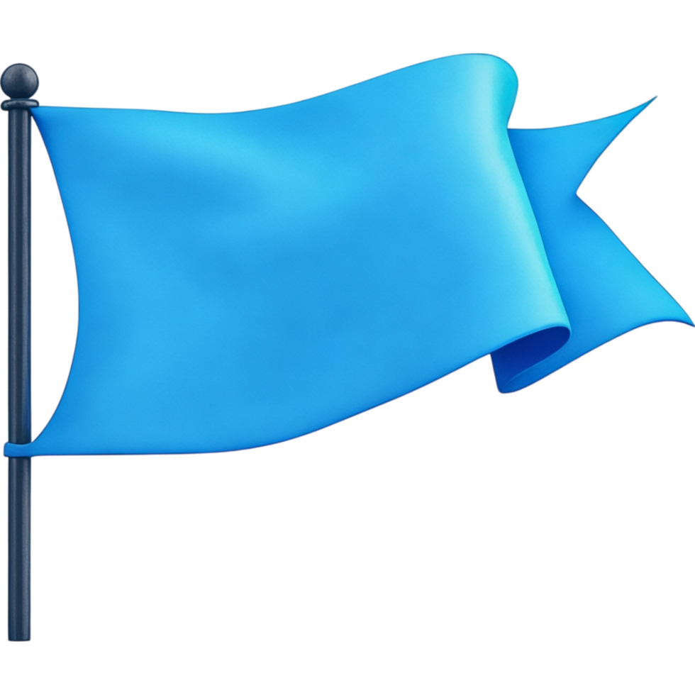 Waving Blue Flag on a Pole png