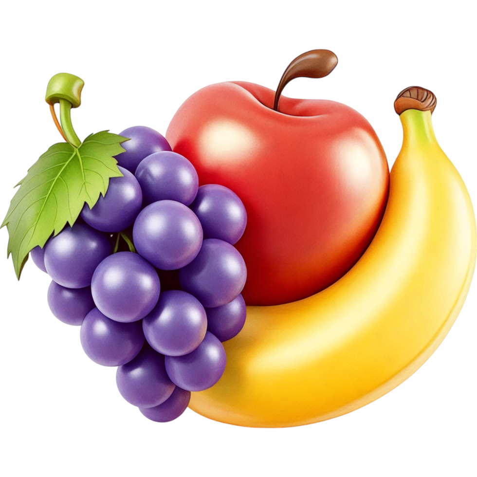 Apple Banana and Grapes Fruit png