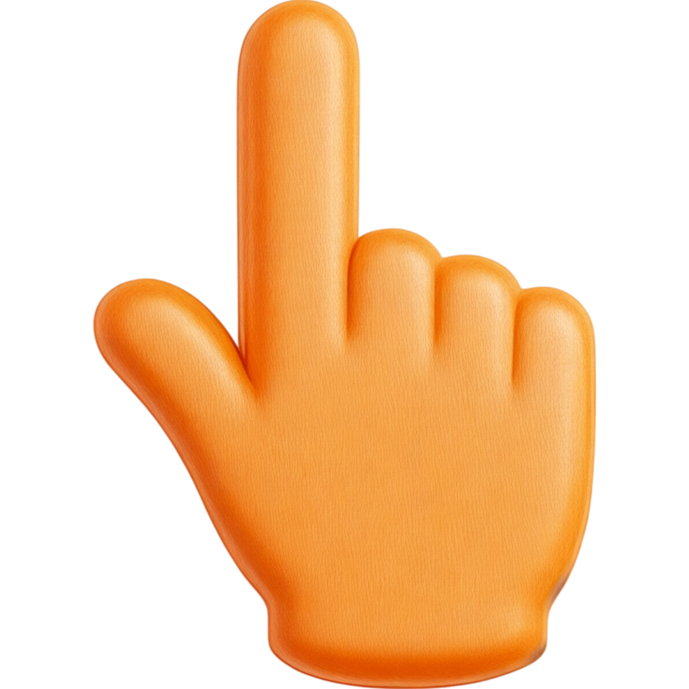 Orange Pointing Hand with Defined Fingers png