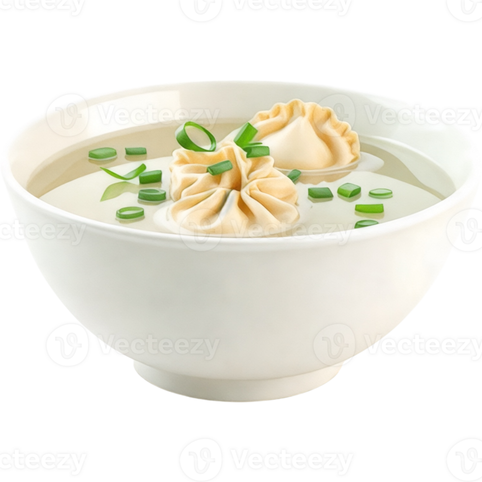 Dumpling Soup with Green Onions png