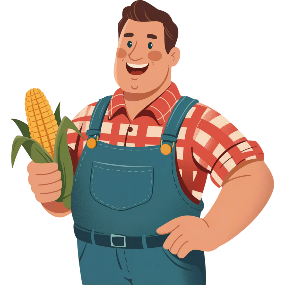 Farmer Holding an Ear of Yellow Corn png