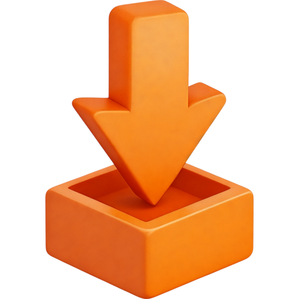Orange Download Arrow into a Box png