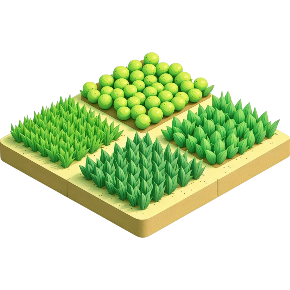 Cultivated Field with Rows of Green Crops png