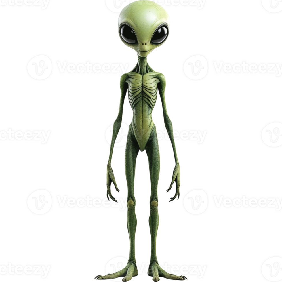 Grey Alien Figure with Large Head and Slim Body png