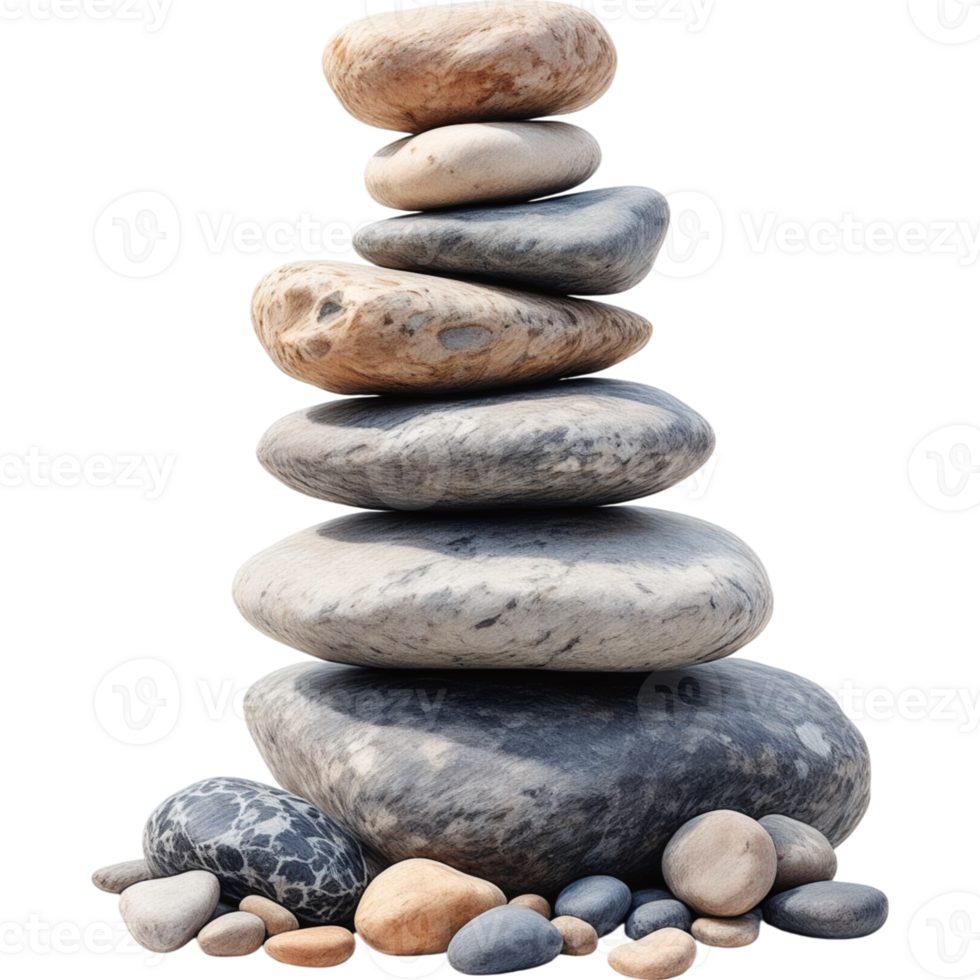 Coastal Stone Stack with a Variety of Shapes and Sizes png