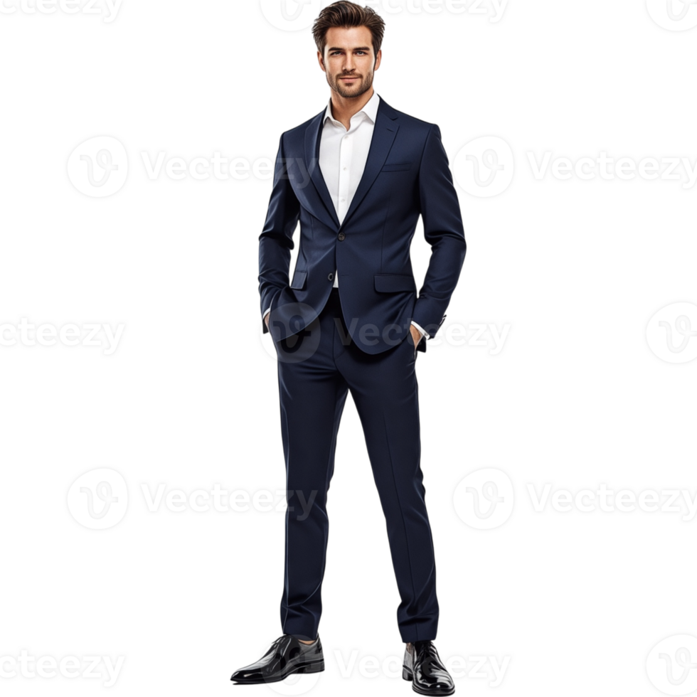 Man in Elegant Dark Formal Suit png