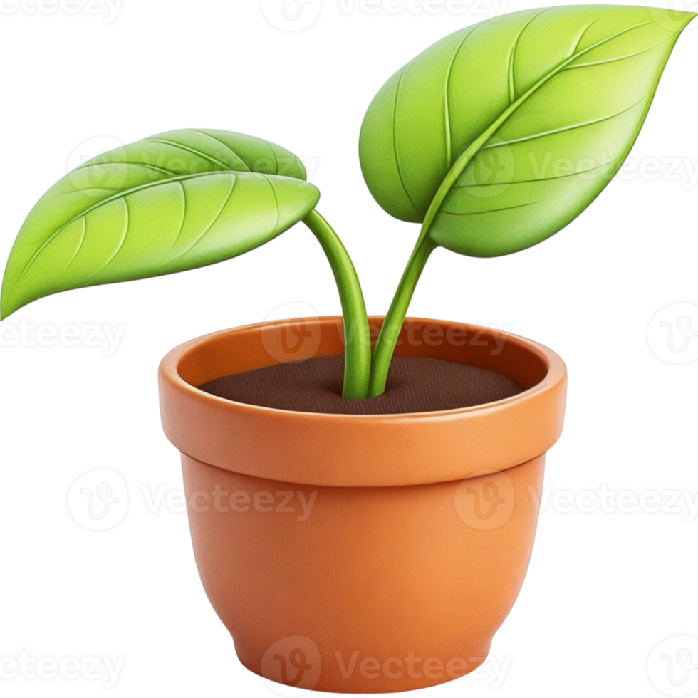 Small Plant in Terracotta Pot png