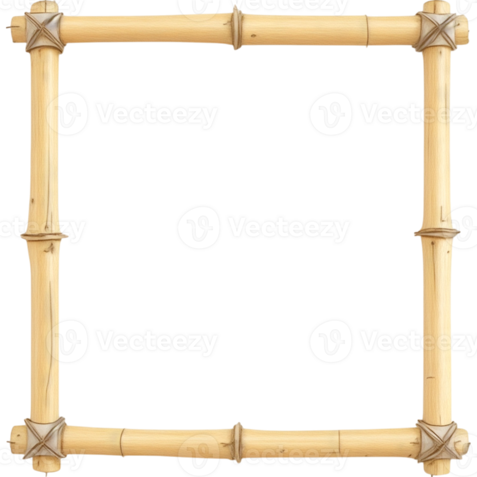 Natural Bamboo Frame with Visible Wood Texture png