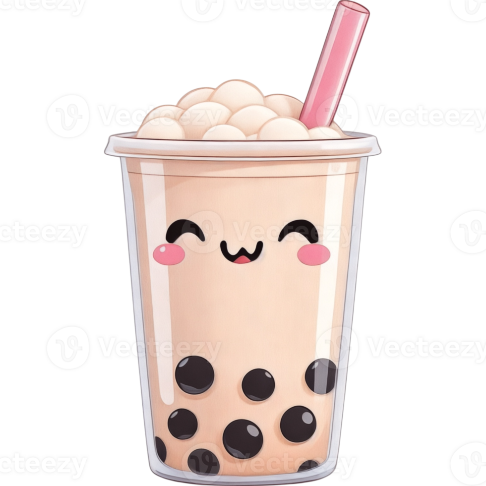 Boba Milk Tea with Straw png