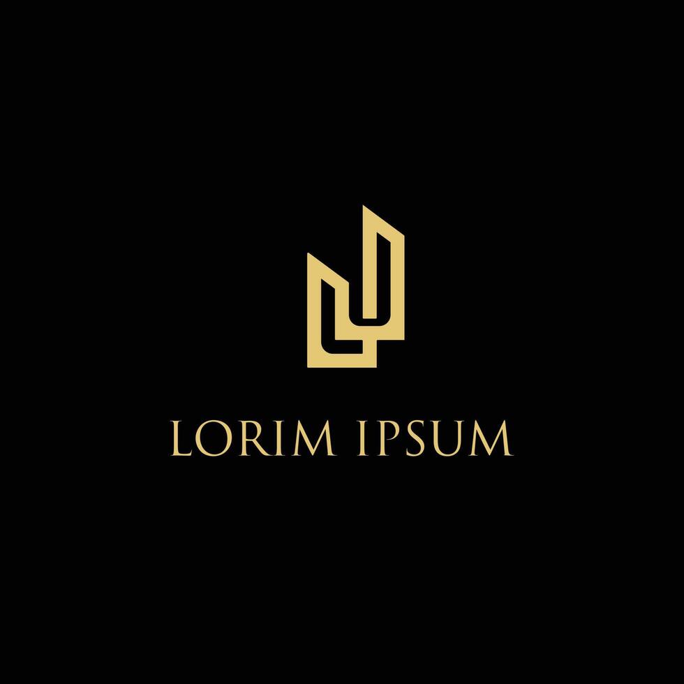 Linear Letter J Monogram Design with black background. vector