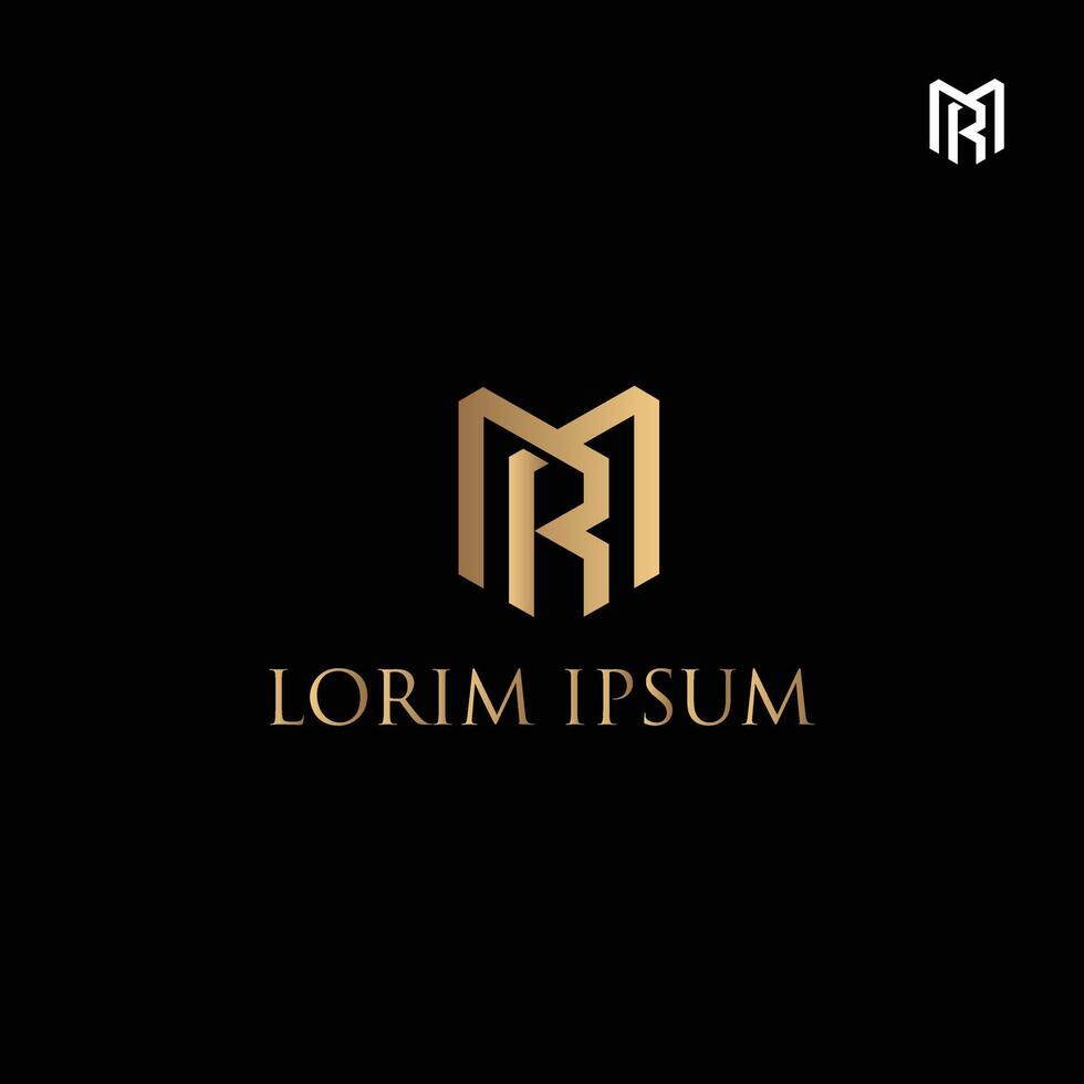 Elegant Gold Geometric MR Monogram Logo Concept vector