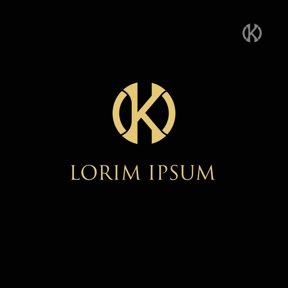 Elegant Gold K Letter Logo Monogram in Circle Design Template vector