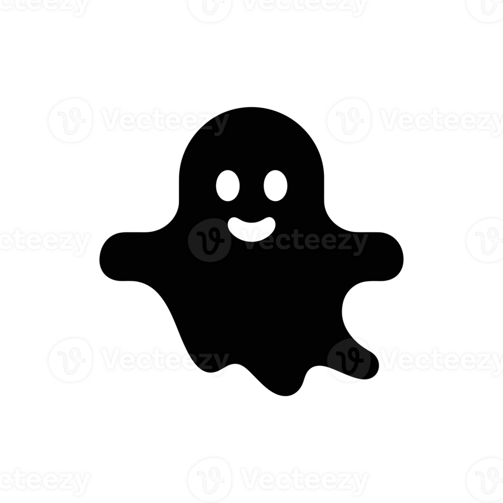 A cute, smiling ghost with simple features floats cutouts png