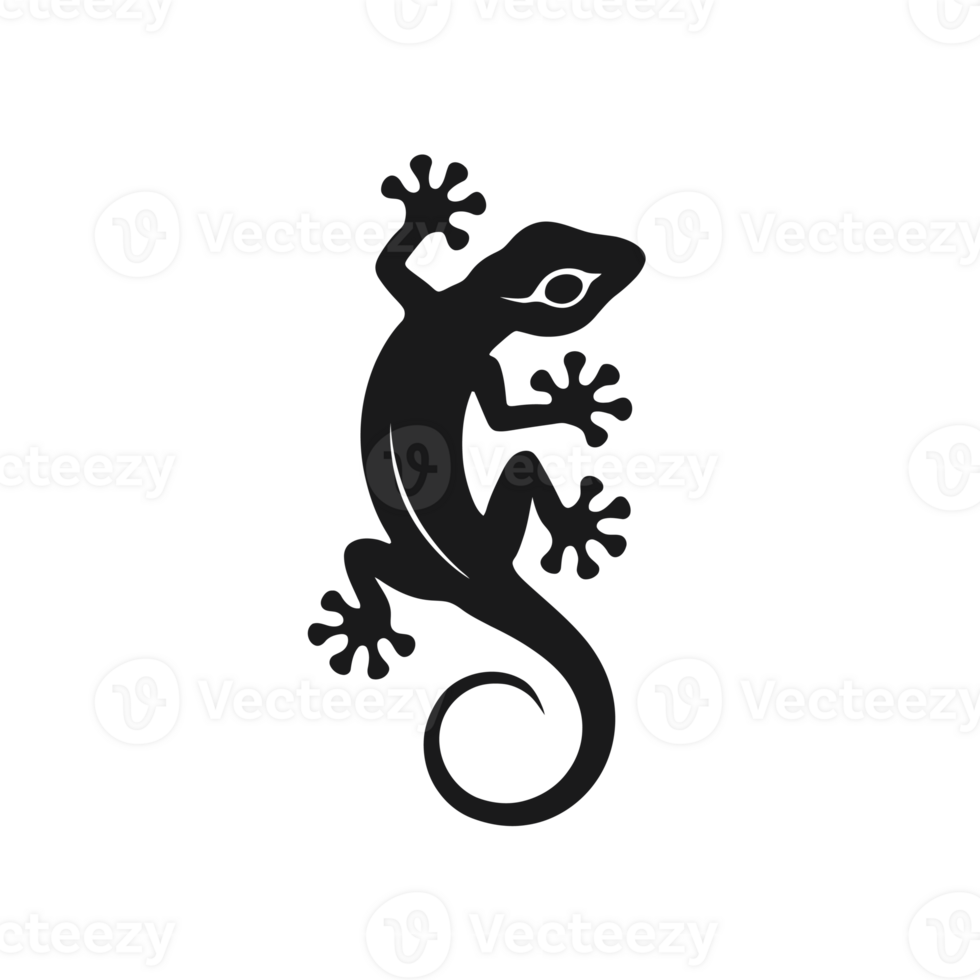 A stylized silhouette of a gecko is depicted with distinctive toes and a curled tail cutouts png