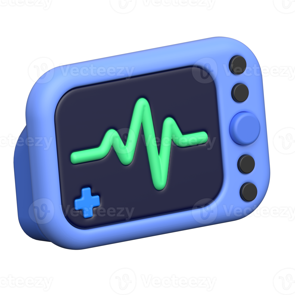 ECG Heart Rate Monitor 3D Icon png