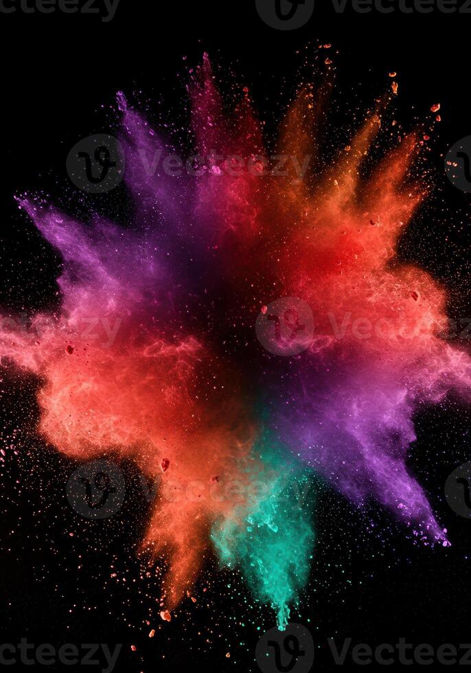 A stunning visual of a colorful explosion against a dark, contrasting background. photo