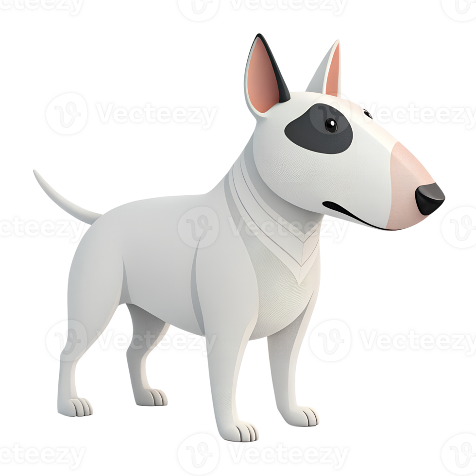3D, Minimalistic Bull Terrier standing, isolated on a transparent background png