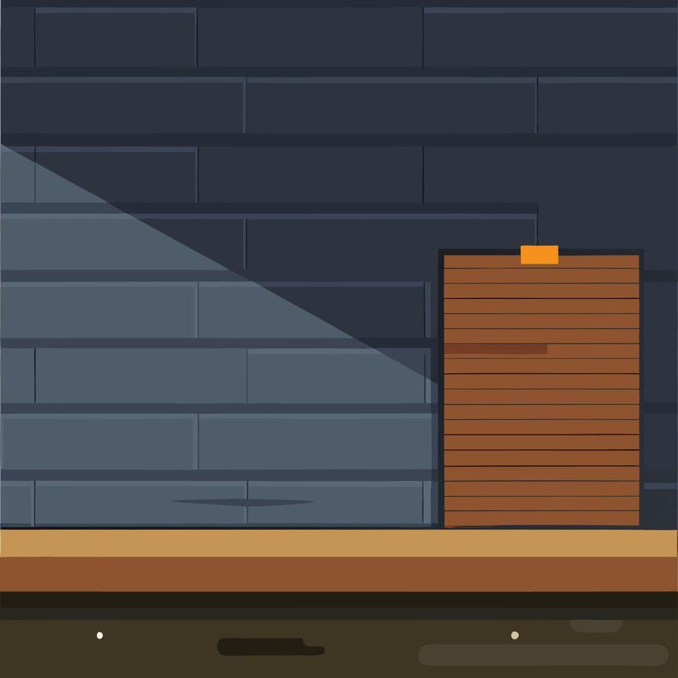 Dark Gray Wall with Wooden Plank Texture Serving as Product Backdrop vector