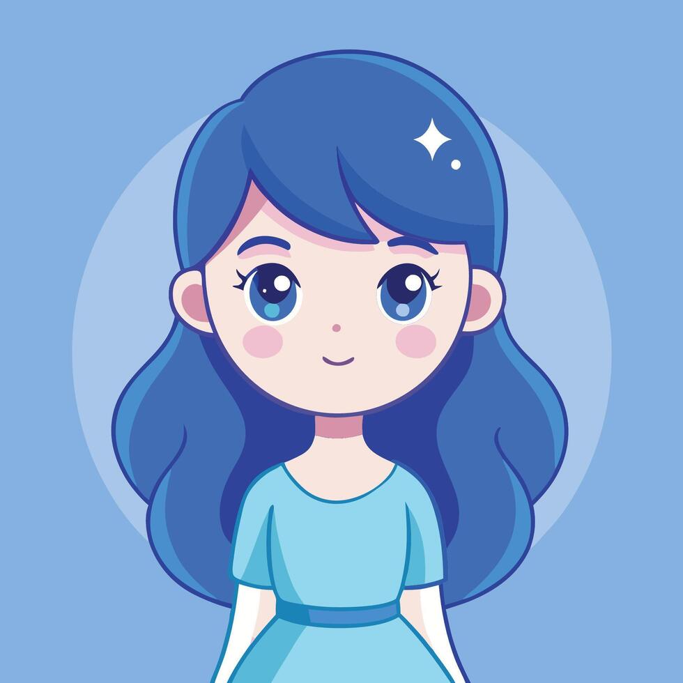 Adorable Hand Drawn Illustration of a Cute Girl with Delicate Details vector