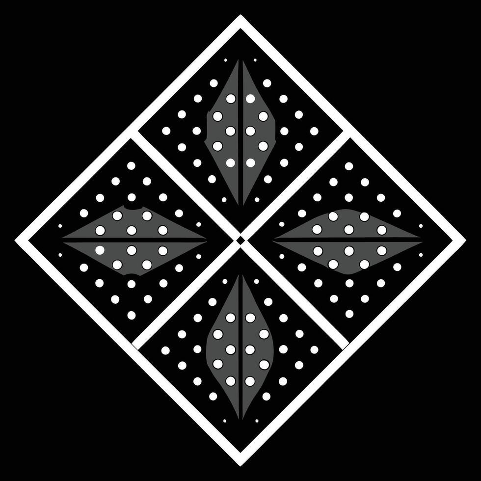 Modern Geometric Monochrome Dotted Diamond Pattern Artwork vector
