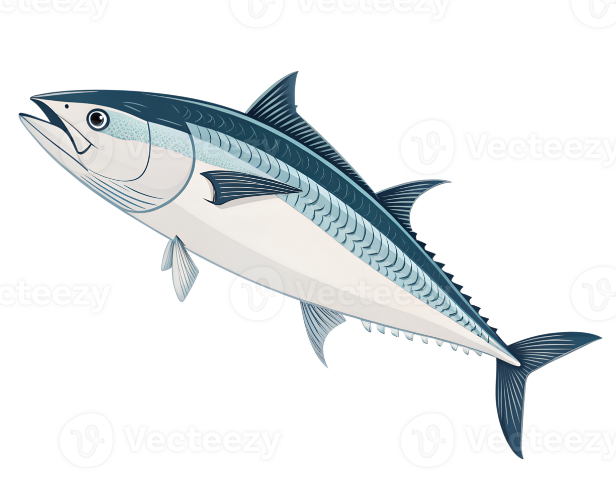 3D Illustration, Minimalistic Kingfish swimming, isolated on a transparent background png