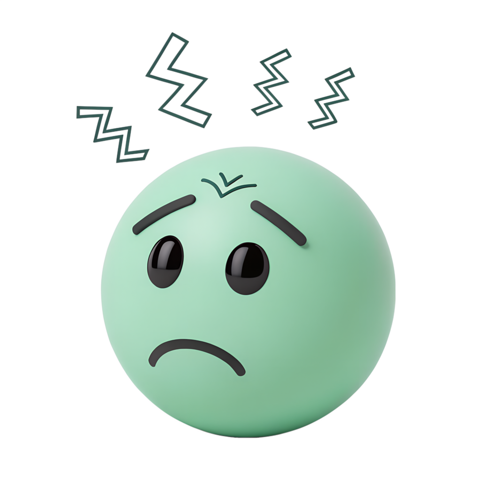 3D icon, Confused Emoticon with Zigzag Thought Lines png