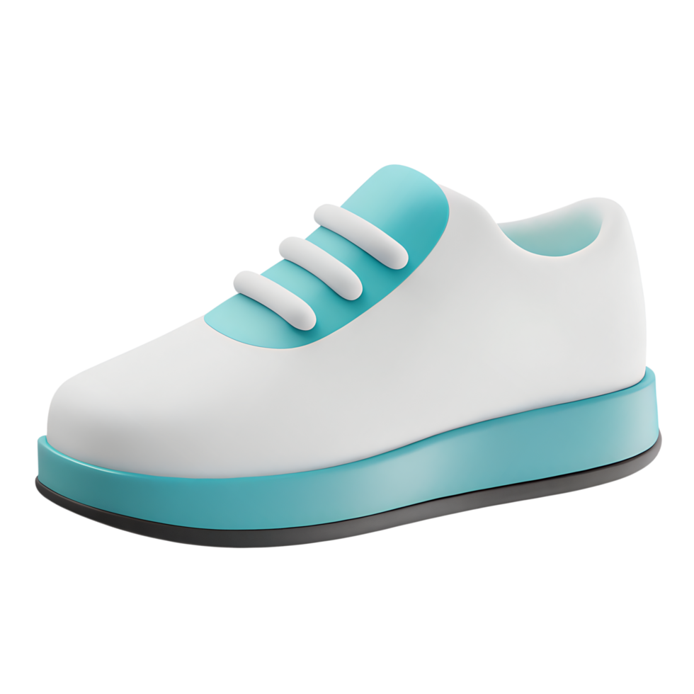 3D Icon, Running shoe icon, white with black sole, angled for dynamic look png