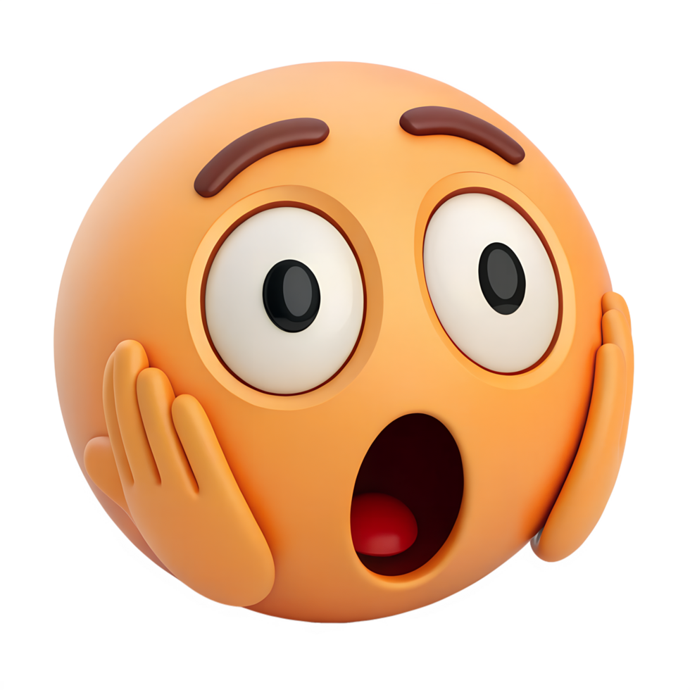 3D icon, Surprised Emoticon with Hands on Cheeks and Eyes Wide png