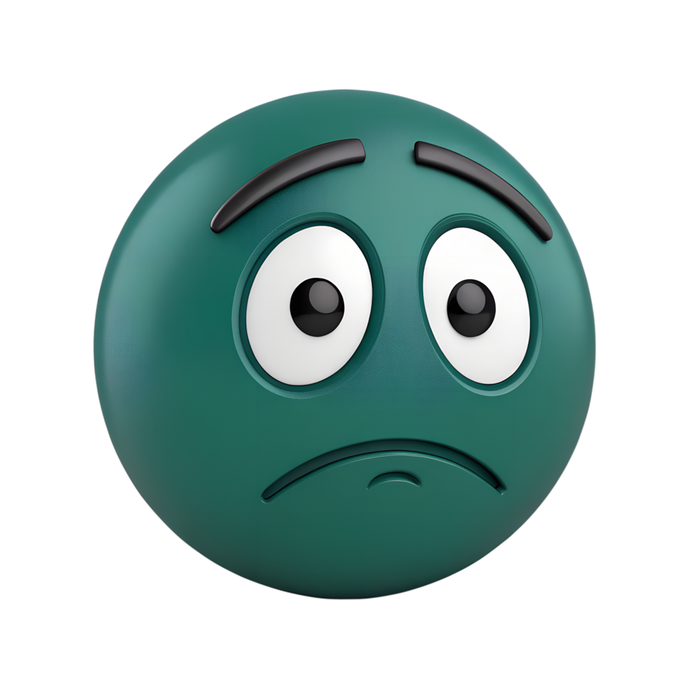 3d icon, A dark green emoticon with its eyes rolled upward in frustration, accompanied by a slight frown png