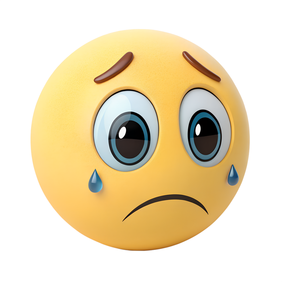 3D icon, Sad Emoticon with Tear Dripping png