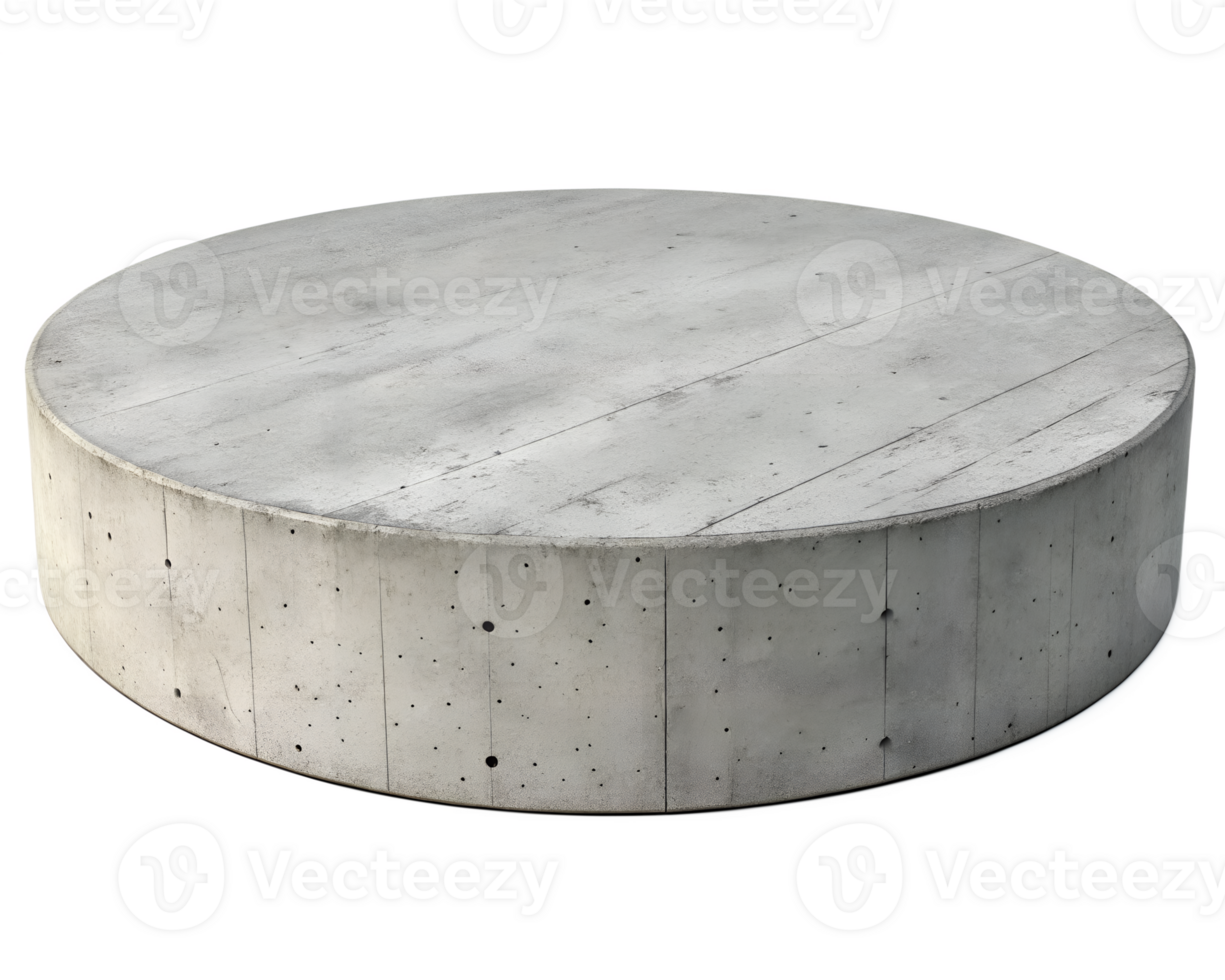 A round concrete platform with a smooth top and textured sides, isolated on a transparent background png