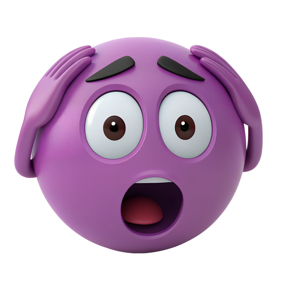 3D icon, Shocked Emoticon with Wide Eyes and Hands on Head png