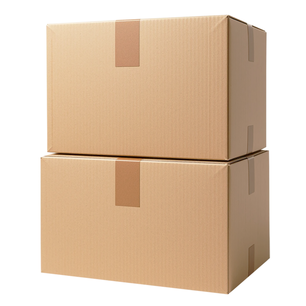 Stacked cardboard boxes for shipping moving and storage brown packing containers sealed up png