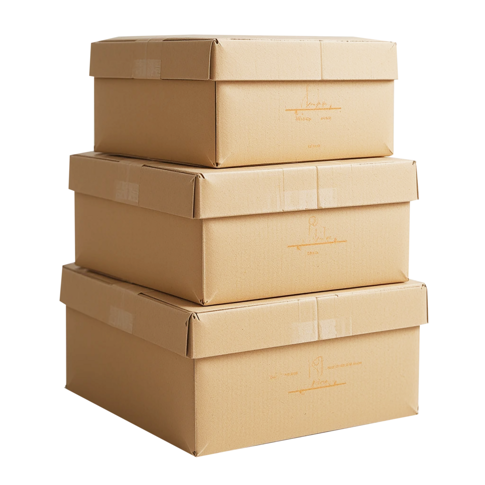 Stack of cardboard boxes for storage and moving supplies packaging and organization needs png