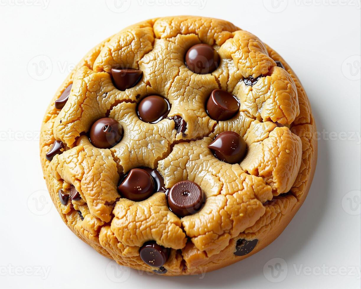 Soft Chewy Cookie with Chocolate Chips on a White Background photo