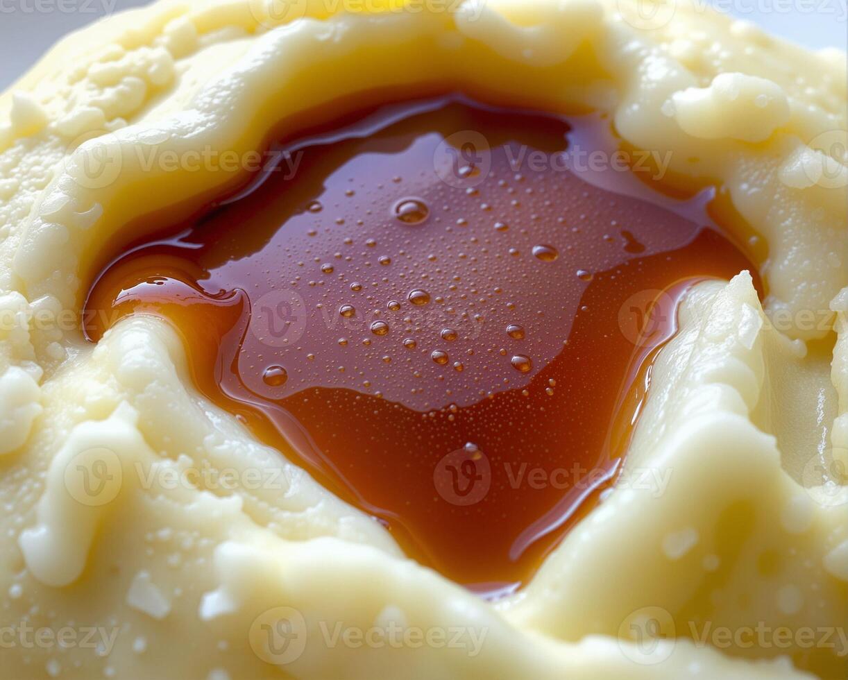 Creamy Mashed Potatoes with Delicious Golden Syrup Drizzle photo