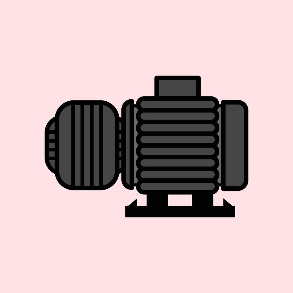 Illustration of a black water pump with turbo power. Design elements of a water pump machine illustration for various needs. Illustration of an electric motor in flat style vector