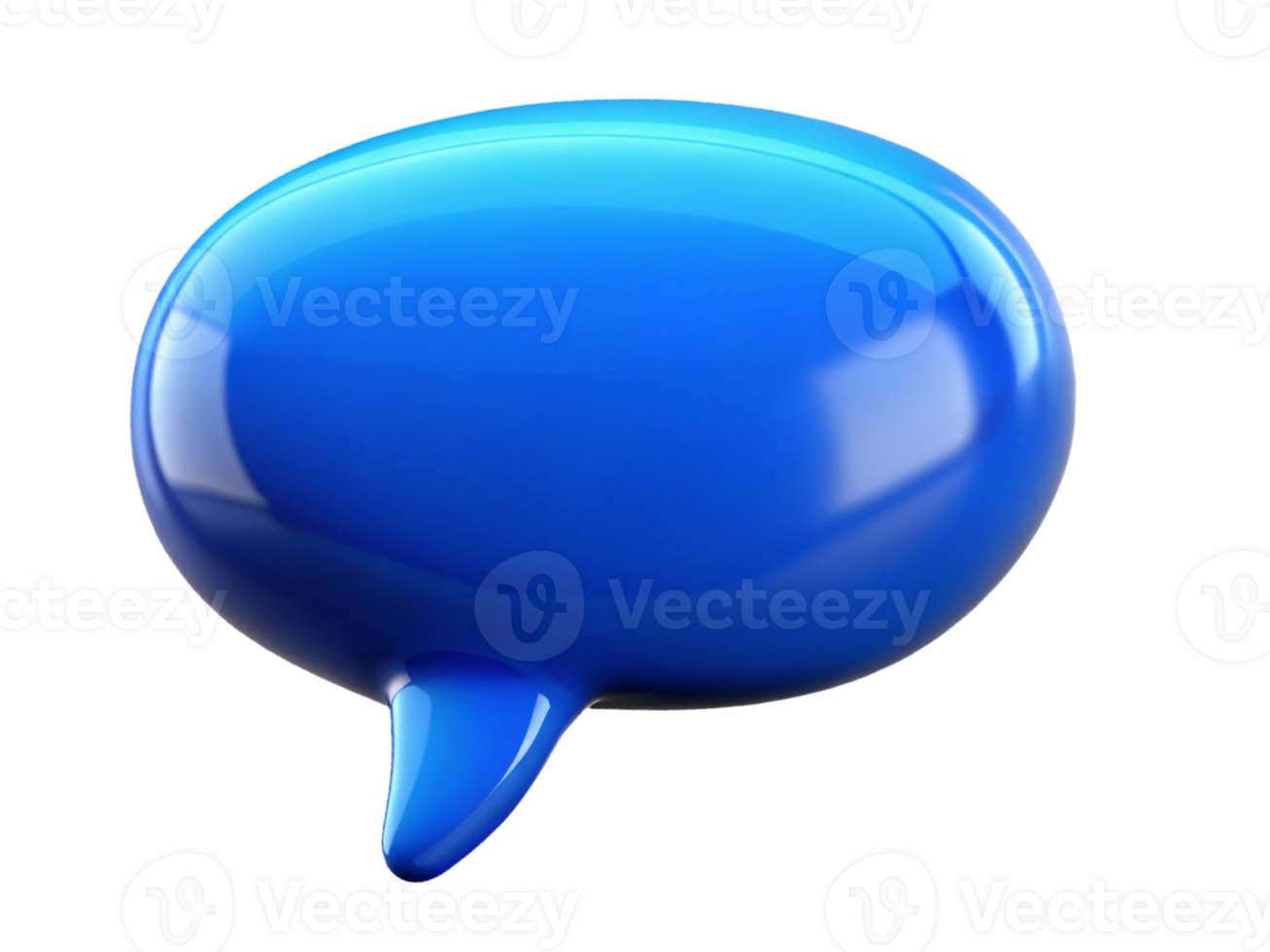 A glossy blue speech bubble icon, symbolizing communication and dialogue. png