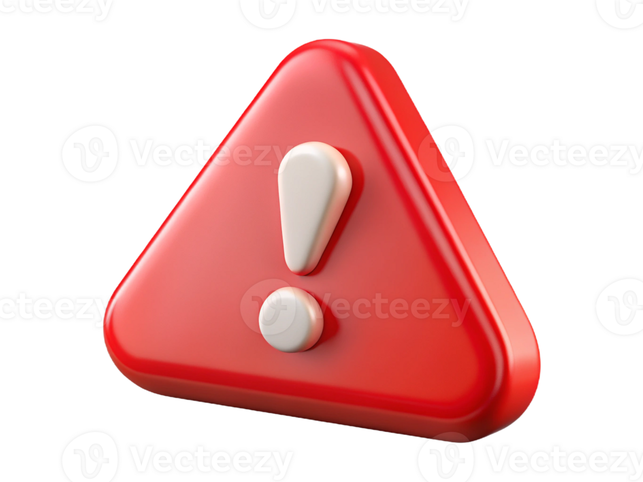 A vibrant red warning triangle featuring an exclamation mark in the center, symbolizing caution and alertness. png