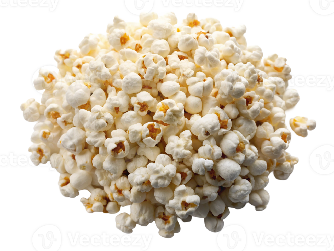 A fluffy mound of freshly popped popcorn, perfect for movie night or snacking. png